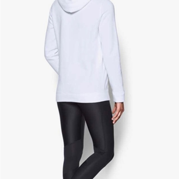 Under Armour Womens Hustle Fleece Hoodie , White (100)/Graphite , Large - Picture 6 of 8